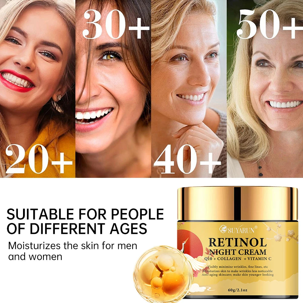 SUYARUN Retinol Night Cream with Niacinamide & Vitamin C - Anti-Aging, Brightening, Moisturizing Face Treatment. Peaceful Pleasures Health and Wellness