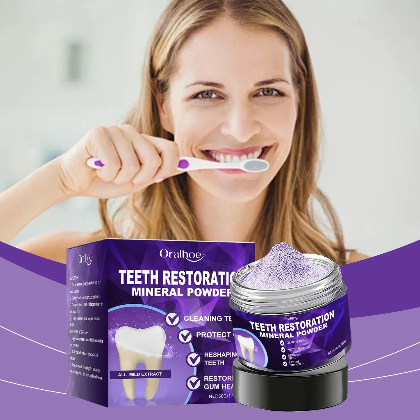 Oralhoe Purple Tooth Whitening Powder 50g – Fresh Breath