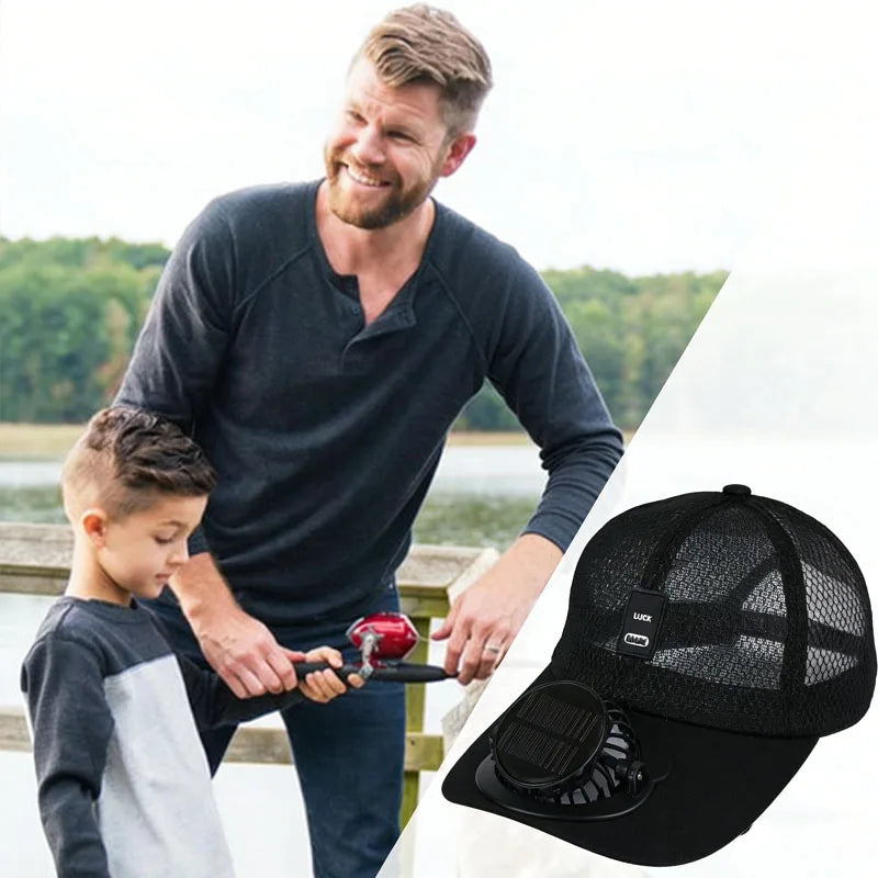 Solar Fan Cap USB Rechargeable Cooling Hat UPF50+ Sun Protection