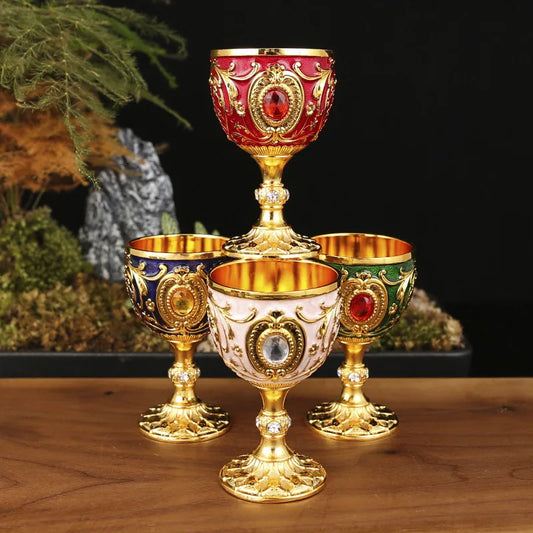 Embossed Metal Chalice Goblet | Vintage Wine & Liqueur Cup Metal Chalice Goblet Oasis Select