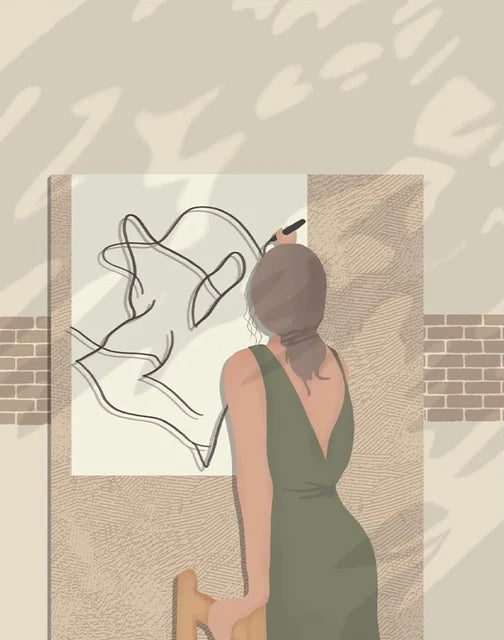 Nordic Wall Art Abstract Fashion Women And Leaf Prints Posters Gift for Girls Canvas Prints Pictures Room Decor Figure Painting Peaceful Pleasures Health and Wellness