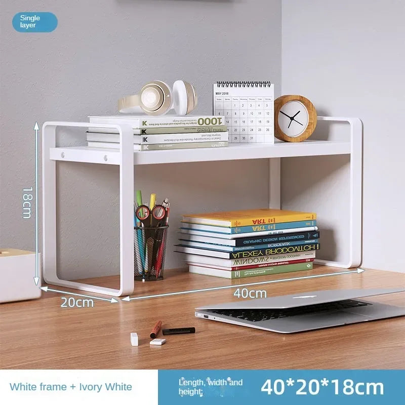 Desktop Wood & Iron Storage Shelf Desk Organizer Rack