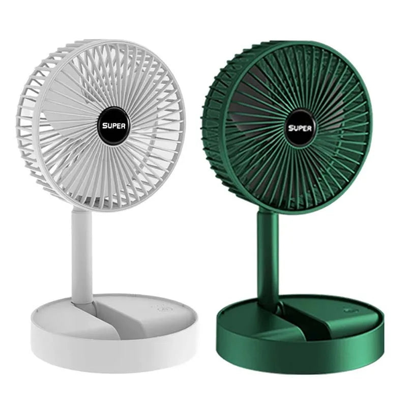 Rechargeable Electric Folding Fan Telescopic Small Fan Student Dormitory Office Desktop Mute Big Wind Camping Foldable Fan Peaceful Pleasures Health and Wellness