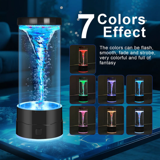 Creative Colorful LED Tornado Night Light USB Multi-Colour Changing Atmosphere Lamp Home Decor Lamp Children Adult Birthday Gift Peaceful Pleasures Health and Wellness