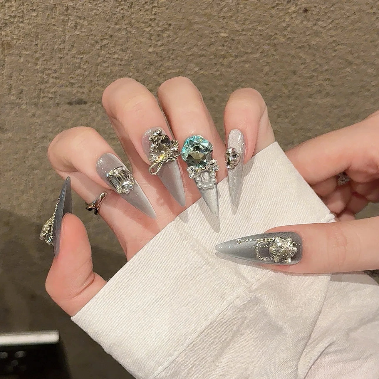 Handmade Press on Nails Shiny Pink Cat Eye Fake Nails for Women Girl Wearable Glitter Full Crystal Design False Nail Tips Peaceful Pleasures Health and Wellness