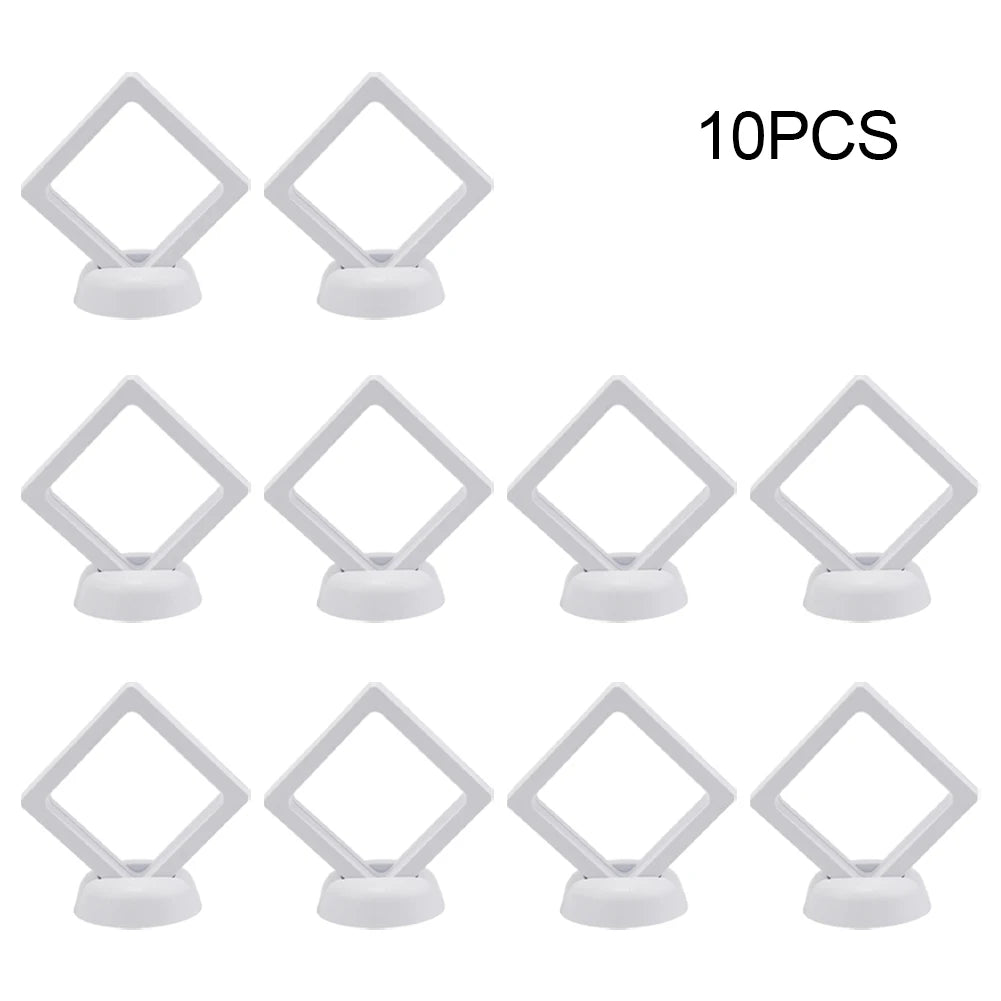 5 3D Floating Picture Frame Stand Box Clear Jewelry Ring Coin Display