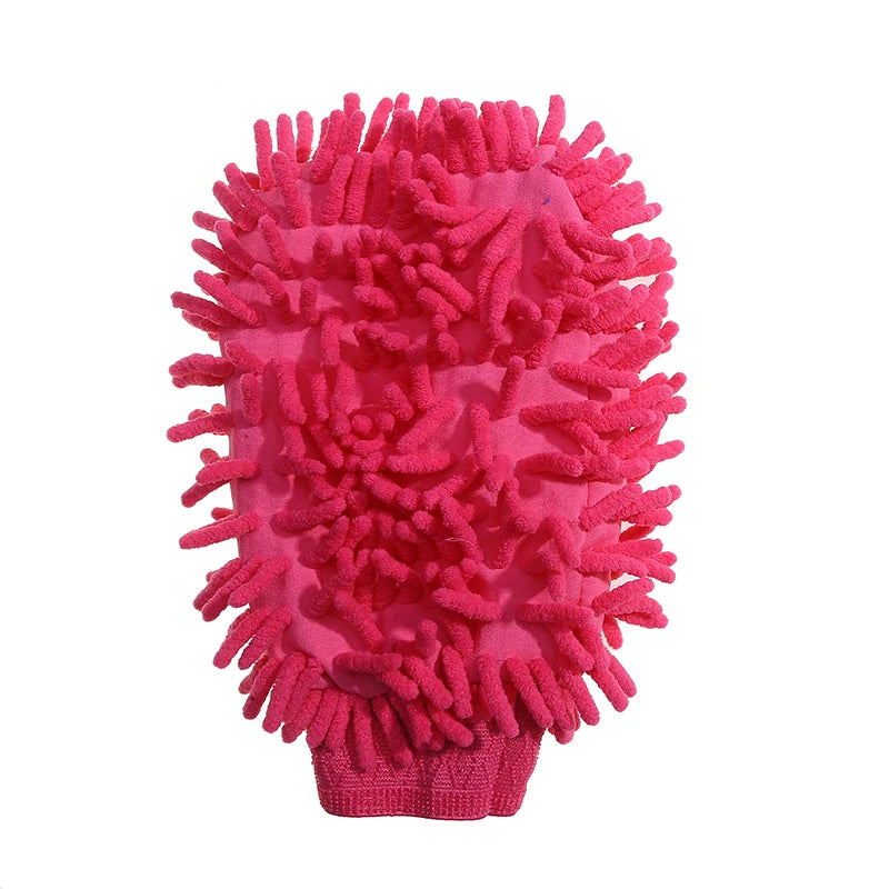 Car Washing Tools Chenille Car Wiping Gloves Coral Velvet Water Absorbing Cleaning Products Lock Mouth Waterproof Caterpillar Peaceful Pleasures Health and Wellness Bright pink