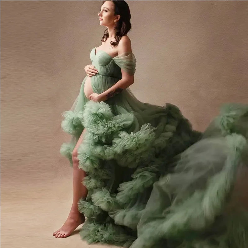 Tulle Lace Maternity Dress | Baby Shower & Photoshoot Gown
