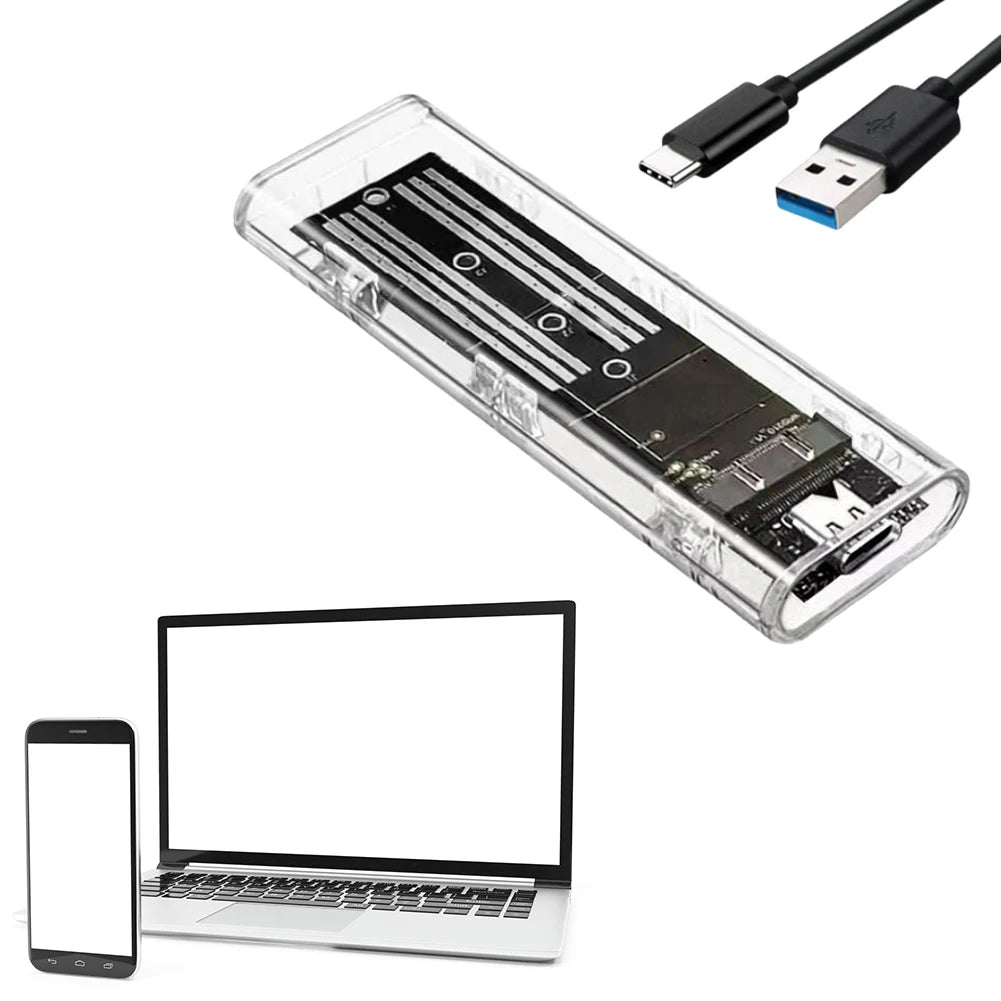 M.2 NGFF SATA Type C 3.1 Transparent External SSD Case 10Gbps Hard Disk Case External SSD Adapter for 2230/2242/2260/2280 Peaceful Pleasures Health and Wellness