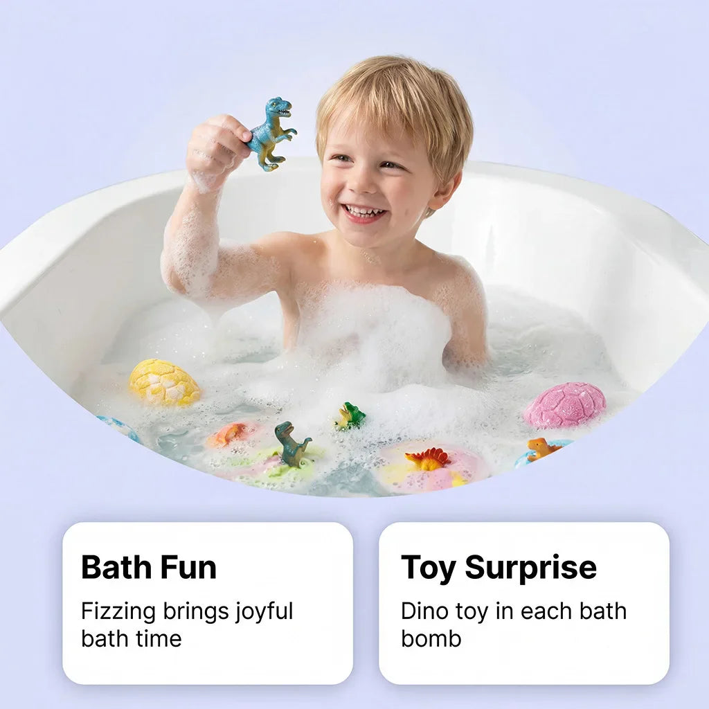 Dinosaur Egg Bath Bombs with Surprise Toys – 6-Pack Kids Gift