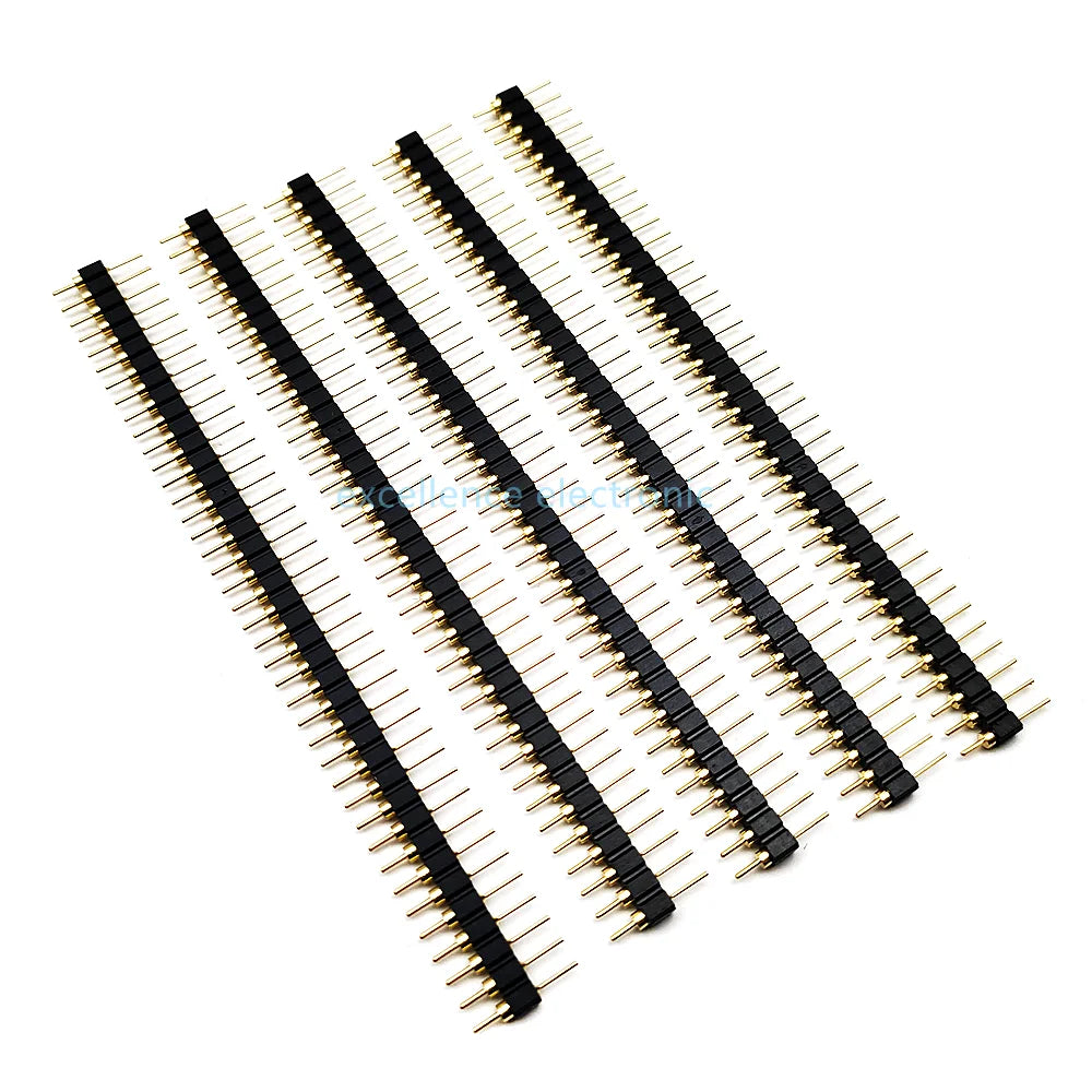 10pcs 2.54mm Pitch Gold Plated Male 40P 1*40 Round Pin Header Strip Hole Single Row Straight Socket Connector Peaceful Pleasures Health and Wellness