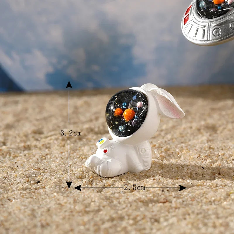 Astronaut Bunny Miniature Figurine | Desk & Home Décor Ornament