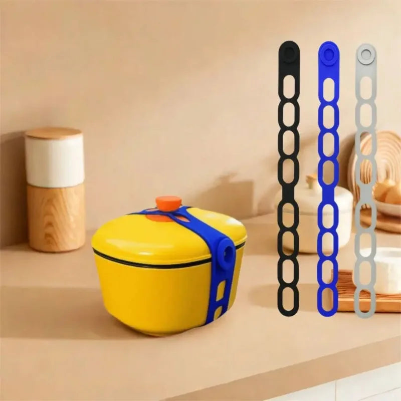 1Pc Stretchable Silicone Lid Strap Splash-Proof Leak-Proof Reusable Fixing Band Safe Material for Dishes Peaceful Pleasures Health and Wellness