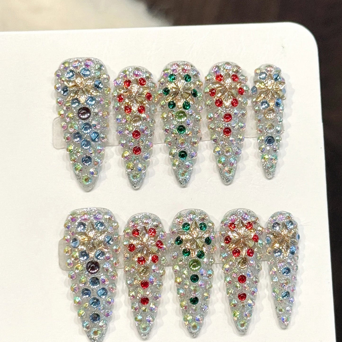 Handmade Diamond Almond Press-On Nails | 10-Piece Glam Set