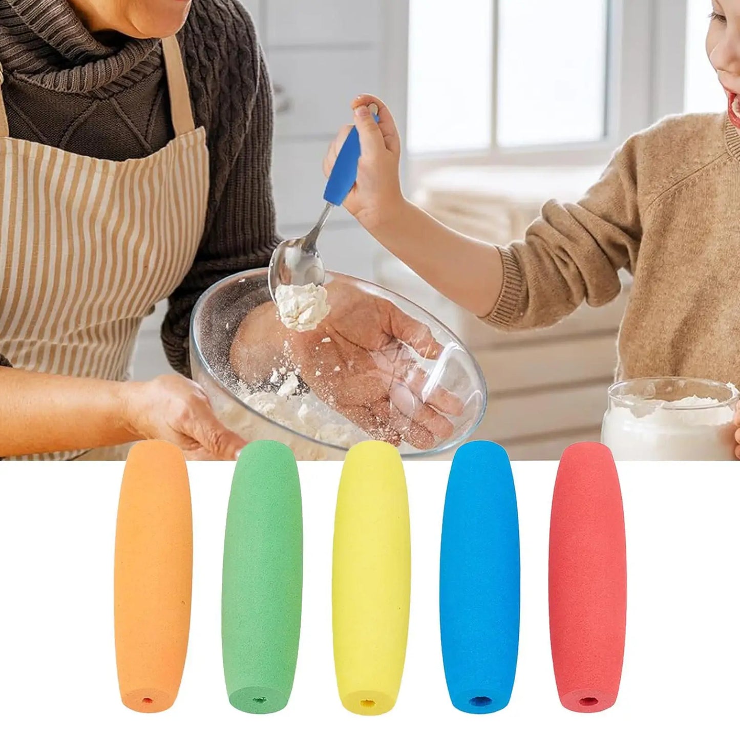 10pcs Foam Grip Tubing Anti-Slip Cutlery Padding Handle for Cooking Kitchen Disabled Eating Crafts Adults Elderly Supplies Peaceful Pleasures Health and Wellness