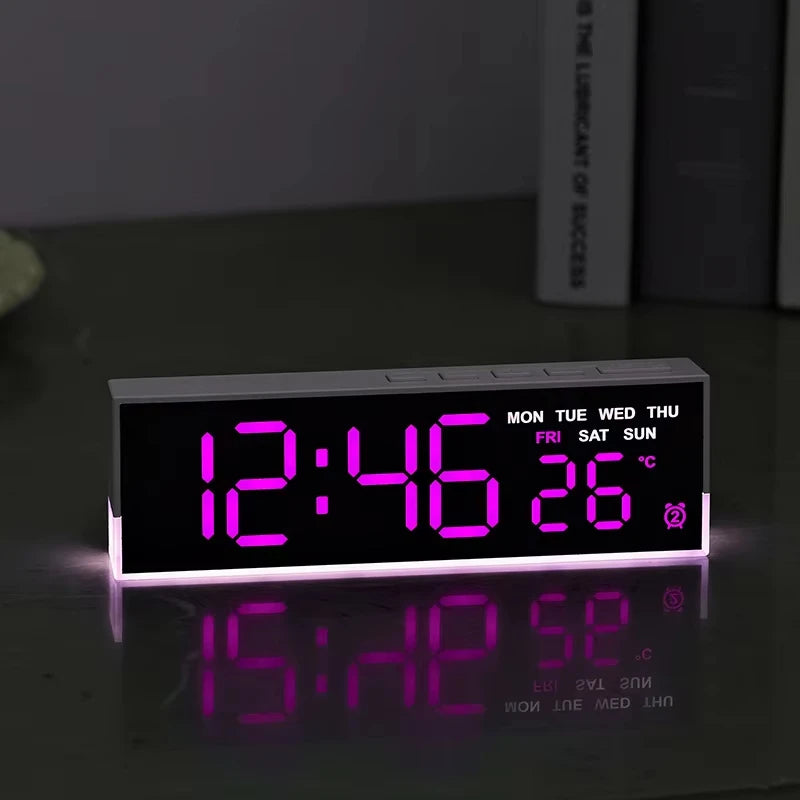 LED Digital Alarm Clock with Mood Light, Temp & Dual Alarm