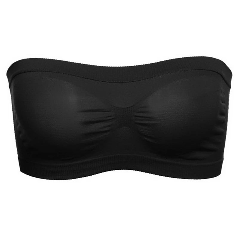 Lady's Sexy Strapless Crop Top Bra Bandeau Boob Tube Brassiere Summer Breathable Mesh Invisible Strapless without Chest Pad Wrap Peaceful Pleasures Health and Wellness