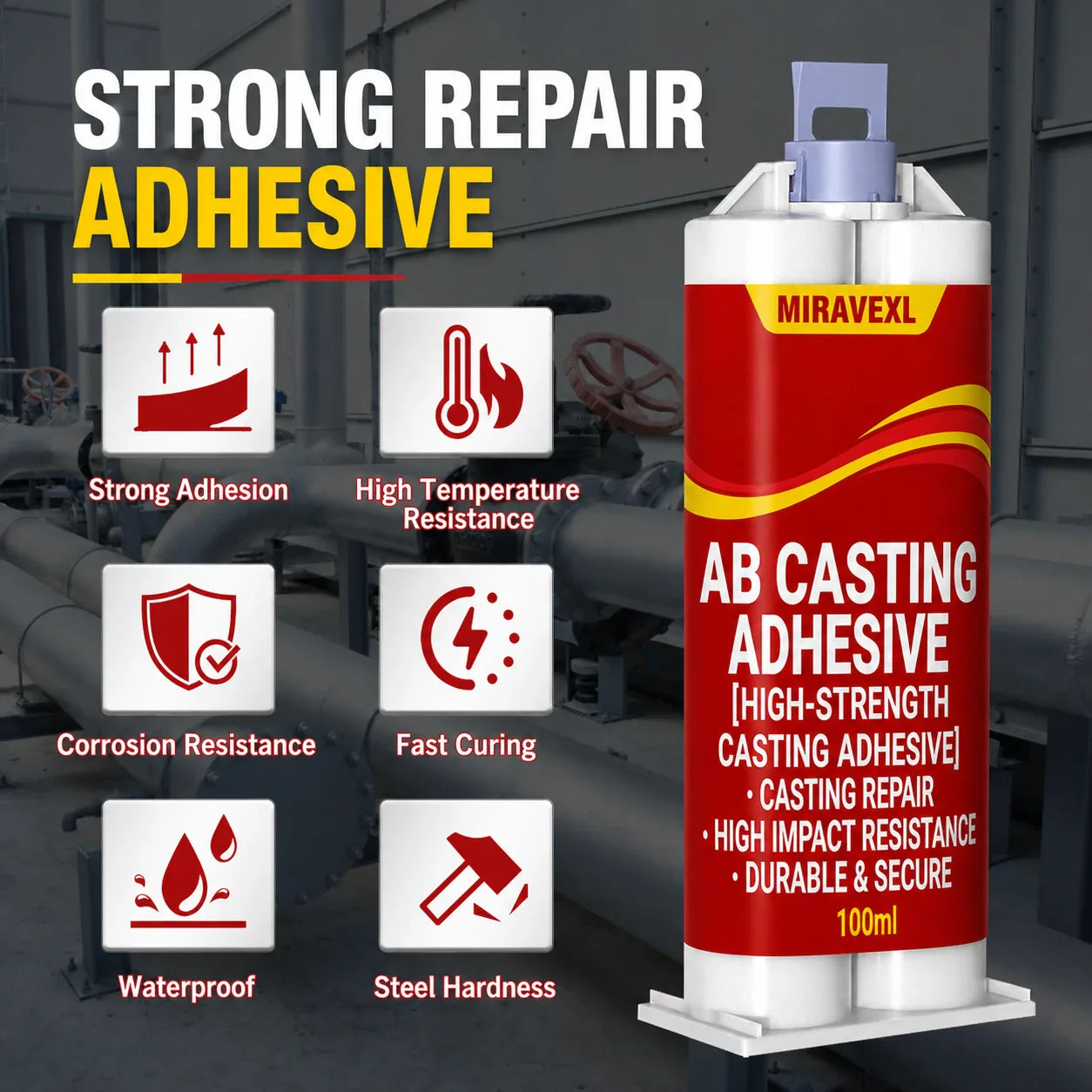 High-Temp Metal Repair Paste AB Casting Adhesive Kit | MIRAVEXL