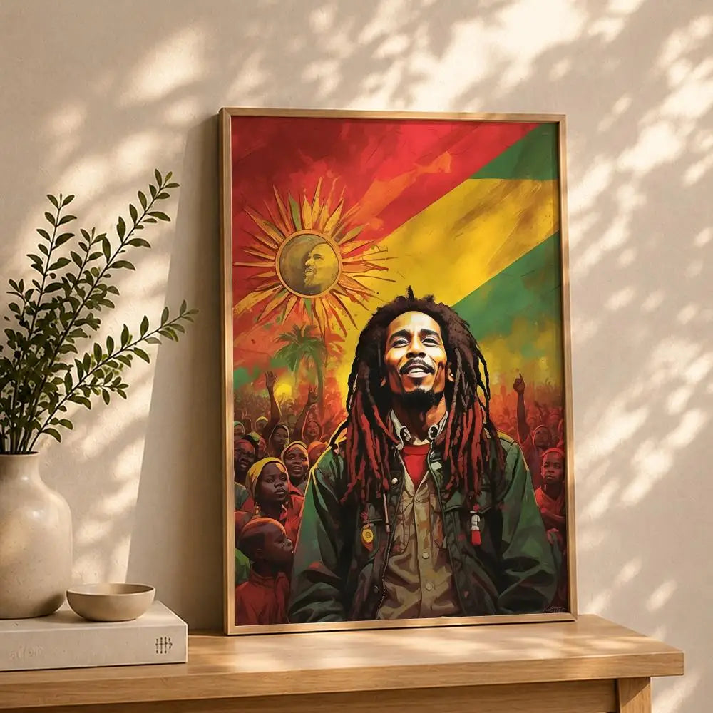 Bob Marley HD Self-Adhesive Waterproof Wall Poster | Home & Dorm Wall Art Poster Peaceful Pleasures Health and Wellness White12 40X50cmNoframe