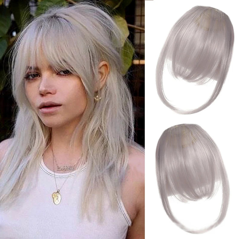 Synthetic Fake Air Bangs Natural Hair Extension Front Fringes Hairpiece Black Brown Clip In Bangs Double Sideburns Hair Styling Peaceful Pleasures Health and Wellness 15