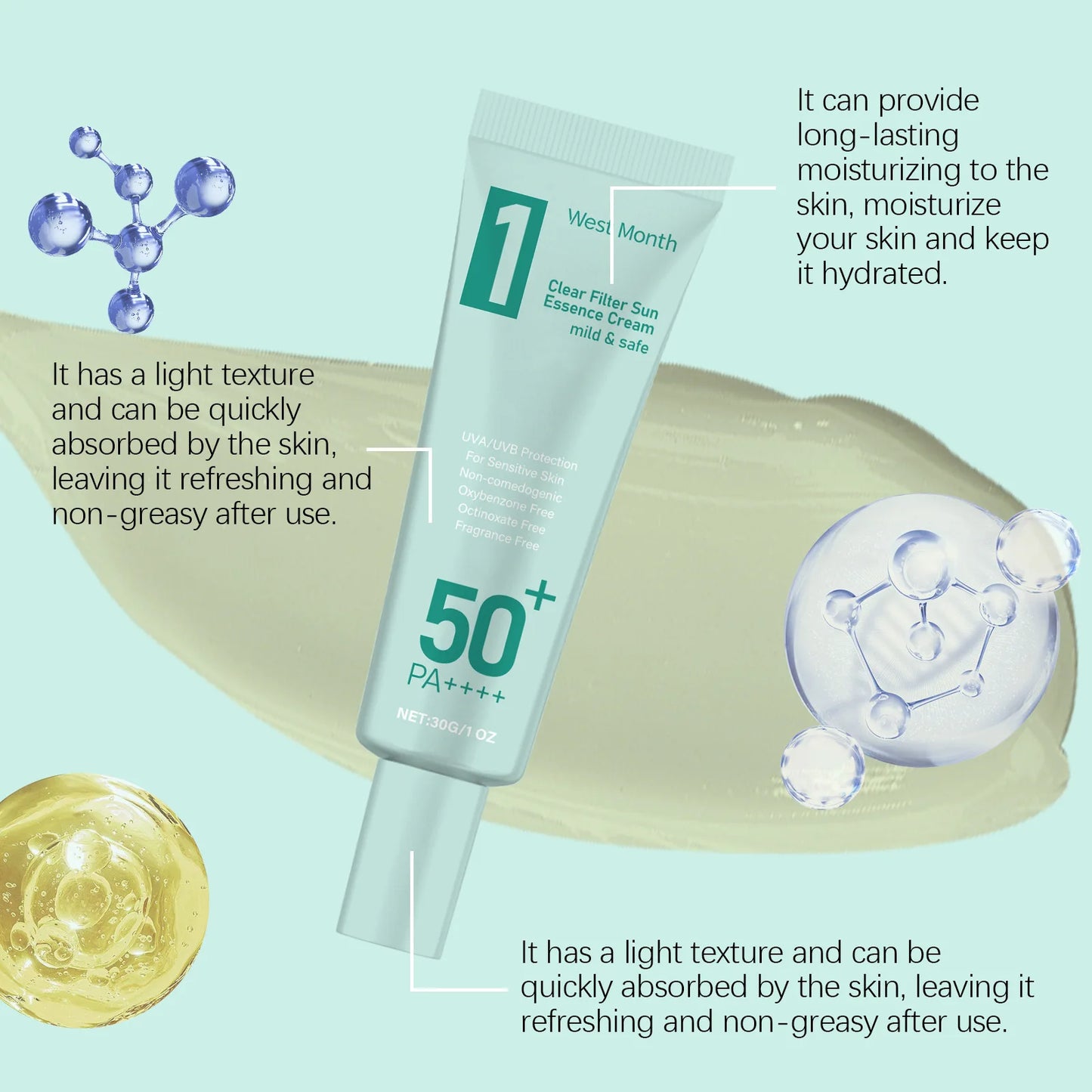 Anti Sun Cream SPF50 UV Defense Broad Spectrum Sunlight Protection Reduce Redness Hydrating Waterproof Prevent Sunburn Sunscreen Peaceful Pleasures Health and Wellness