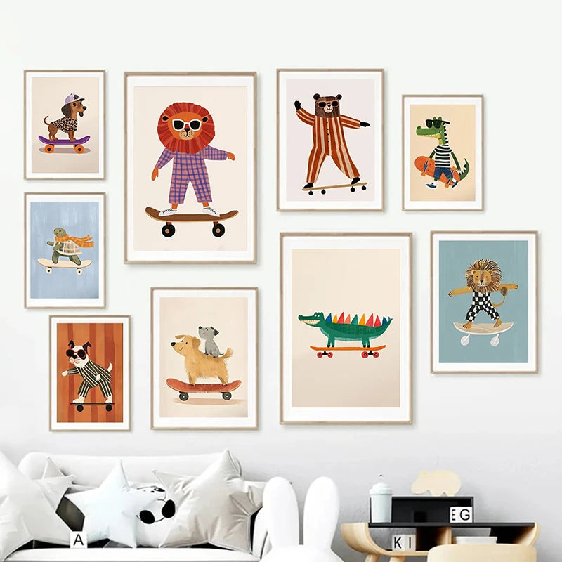 Funny Animal Canvas Wall Art Prints | Kids Nursery Room Decor