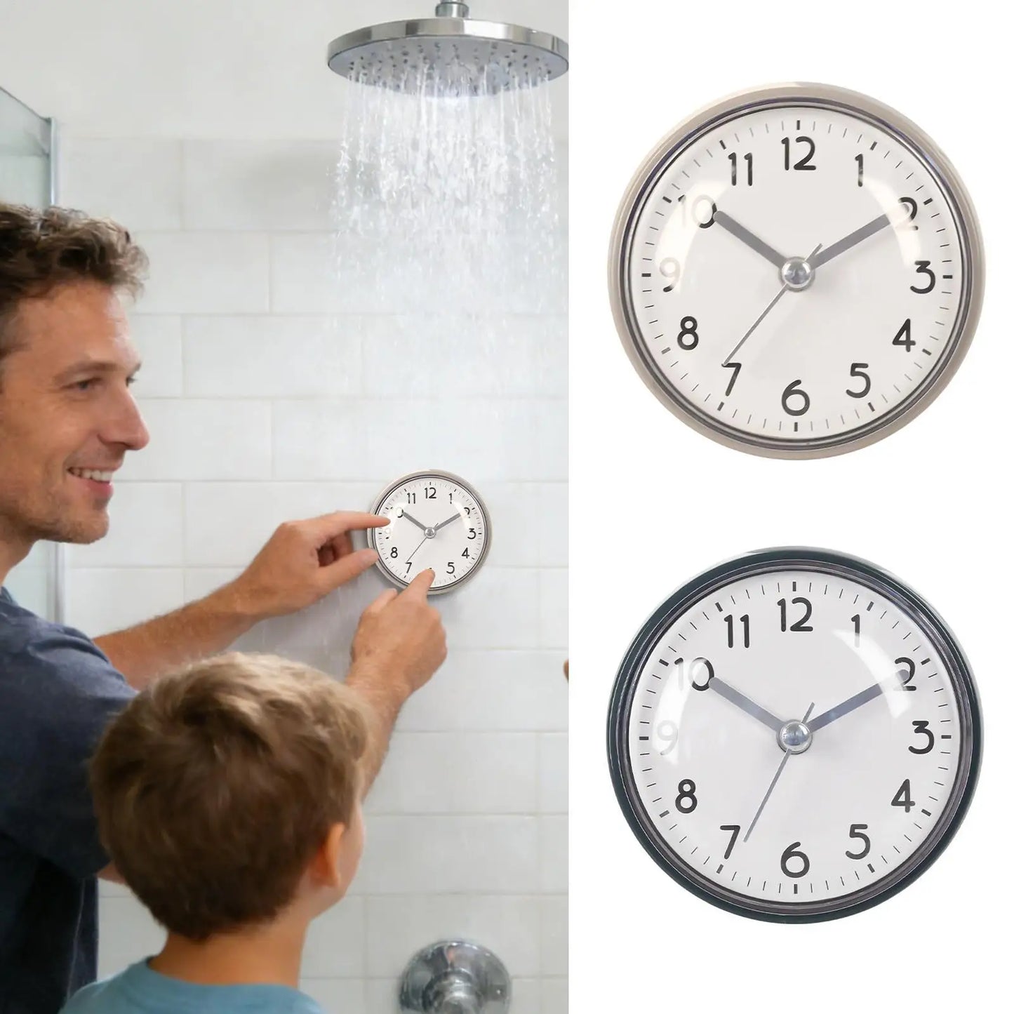 Mini Suction Cup Wall Clock – Silent, Waterproof, Anti-Fog
