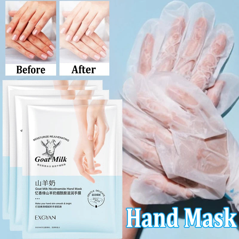 5 Pairs Goat Milk Hand Mask skincare Nourishing Moisturizing Whitening Exfoliating Remove Dead Skin Hands Skin Care Products Peaceful Pleasures Health and Wellness