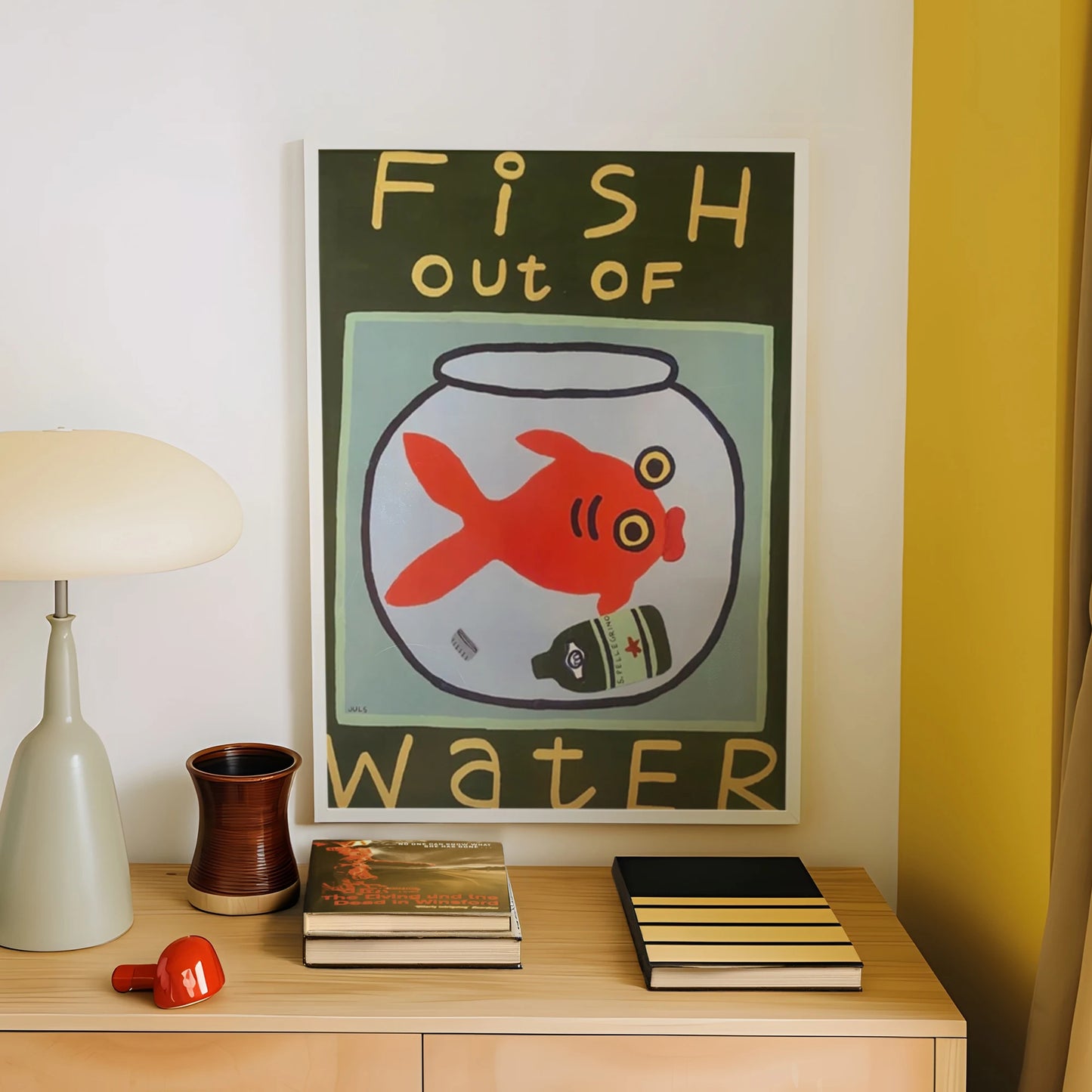 Retro Fish Out of Water Quote Canvas Wall Art Print | Decor