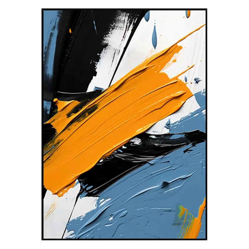 Abstract Canvas Acrylic Oil Painting Wall Art Mural Modern Creative Black White Gray Blue Brown Orange Green Golden Mountain Peaceful Pleasures Health and Wellness No Frame 100x150cm
