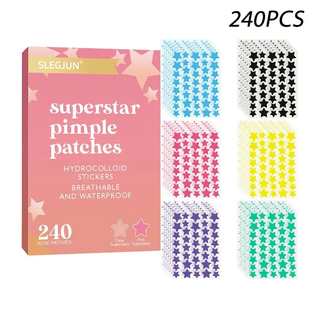 200pcs Colorful Star Pimple Patches Multi-functional Acne Patches Ultra-Thin Face Concealer Cover Facial Decor Gentle Skincare Peaceful Pleasures Health and Wellness B 240pcs