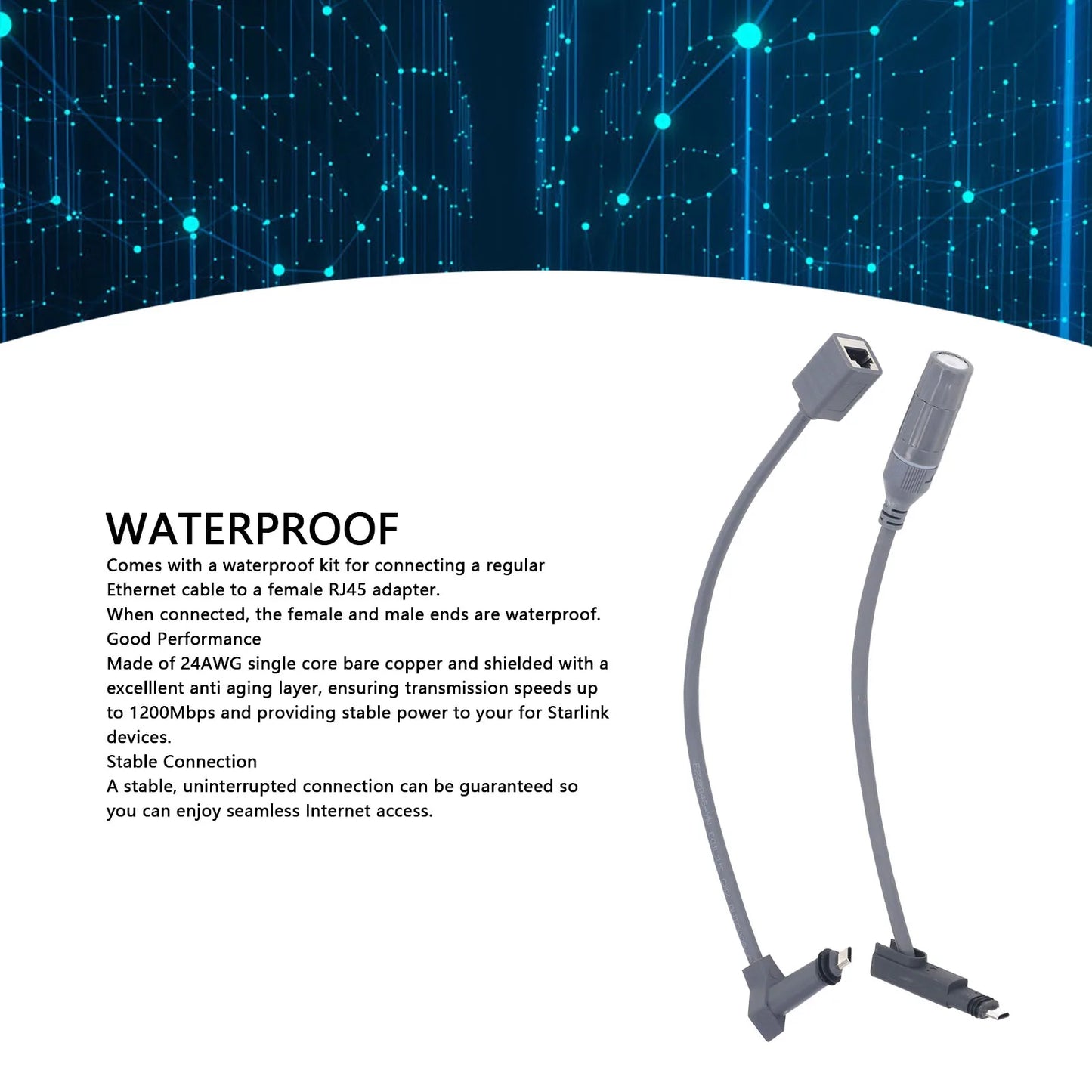 Starlink SPX Plug RJ45 Adapter Waterproof Anti Aging Layer 24AWG
