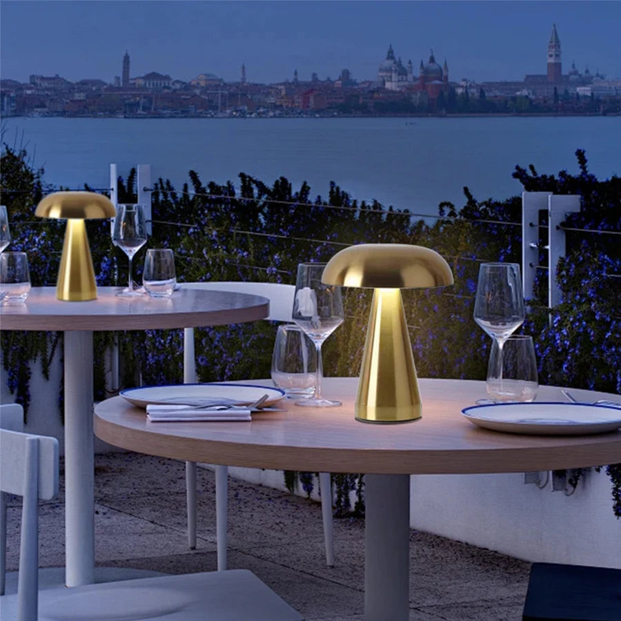 Retro Mushroom LED Table Lamp Touch Sensor Bedside Lamp Rechargeable Reading Lights For Bedroom Restaurant Bar Decor Lighting Peaceful Pleasures Health and Wellness