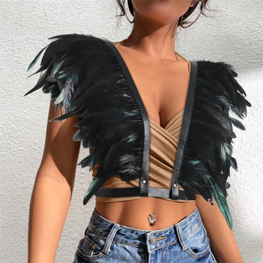 Gothic Medieval Halloween Feather Shawl Shrugs Bolero Shoulder Wrap Peaceful Pleasures Health and Wellness Style A 1PCS One Size