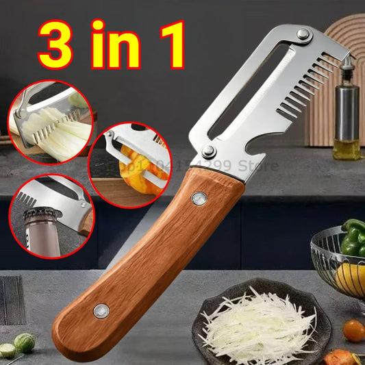 3-in-1 Wooden Handle Vegetable Peeler – Stainless Steel Vegetable Peeler Oasis Select