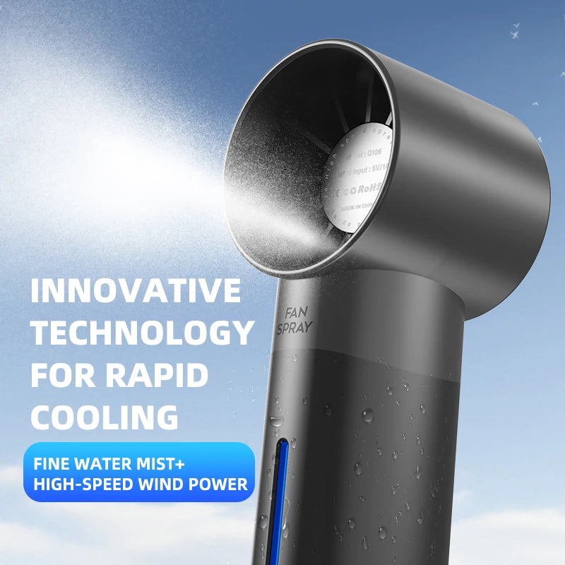 Summer Portable Humidifier Fan Mini 5 wind Speeds USB Rechargeable Handheld Spray Fan Water Spray Mist Fan Outdoor Mini Fan Peaceful Pleasures Health and Wellness
