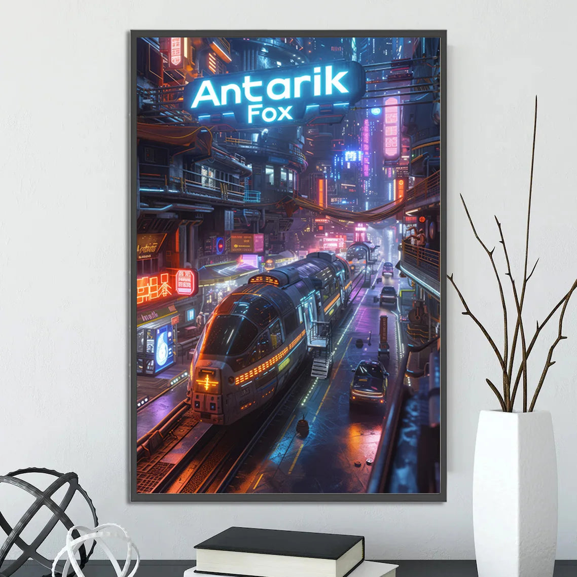 Cyberpunk City Poster Figures Home Decoration Painting Pictures Wall Cartoons Computer Room Wallpaper Gift Peaceful Pleasures Health and Wellness 22 40x50cm Unframed