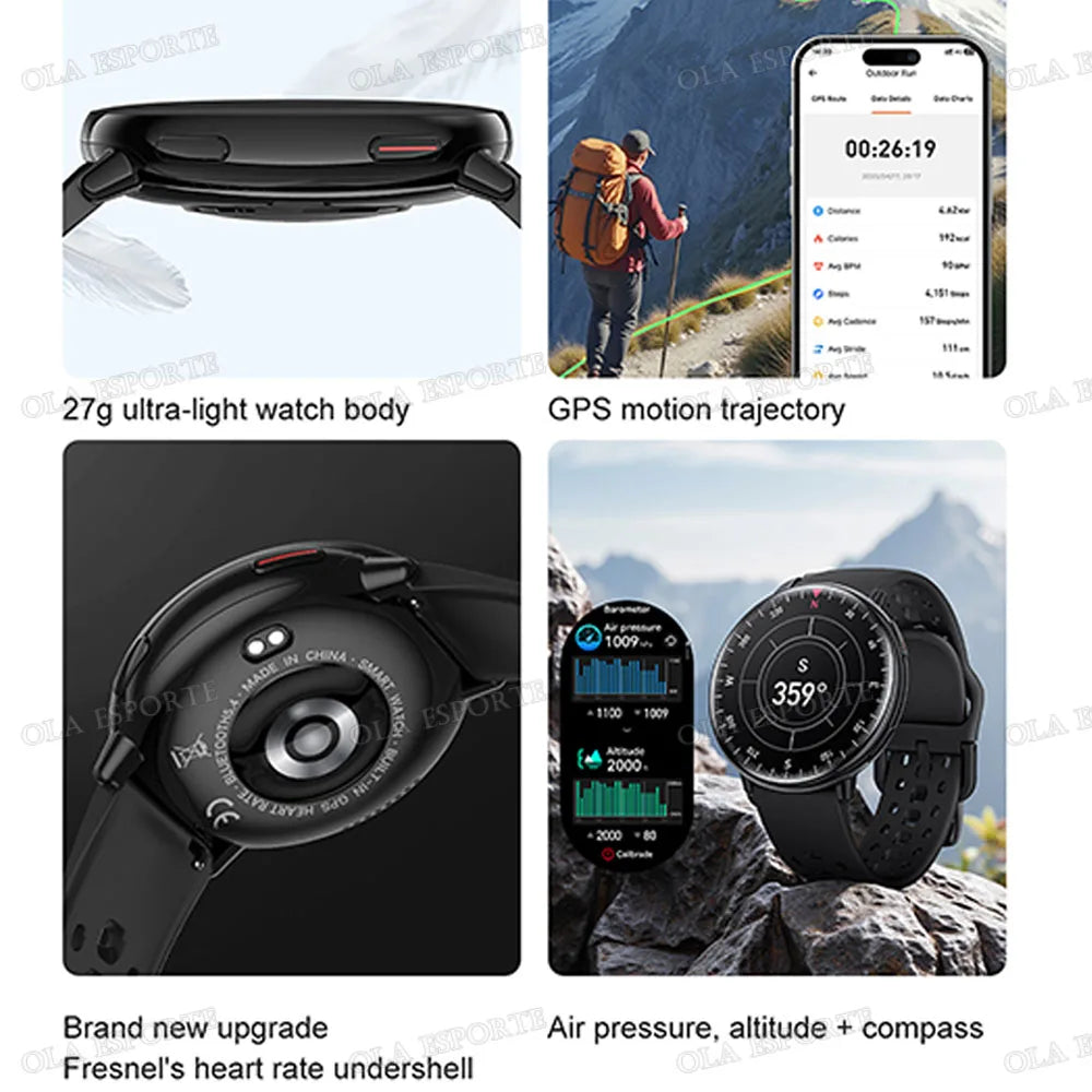 New Smart Watch GPS 1.43 Inch AMOLED IP68 Waterproof Bluetooth Call Multi-sport Mode Health Monitoring SmartWatch Men Women Gift Peaceful Pleasures Health and Wellness