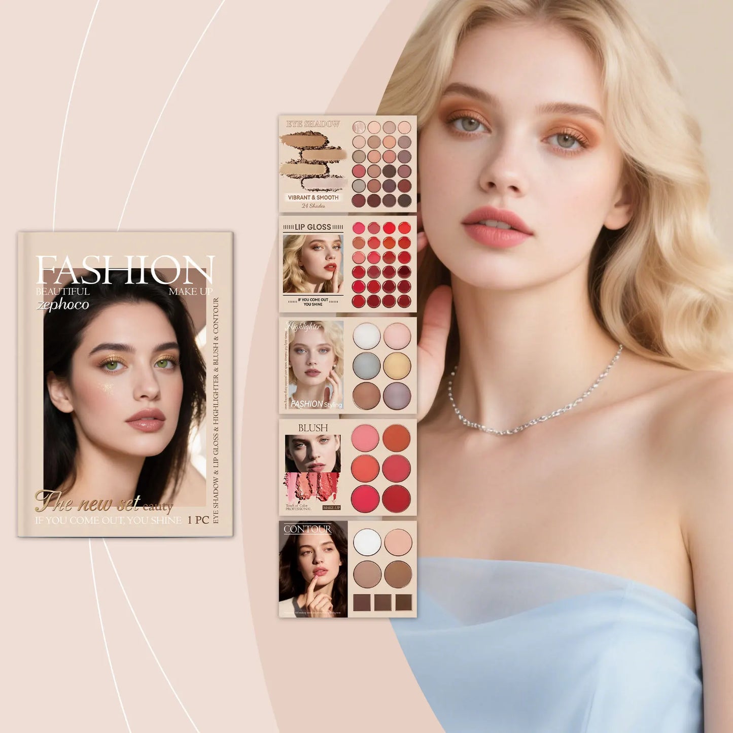 All-in-One Makeup Set – Eyeshadow, Lip Gloss, Blush & Contour