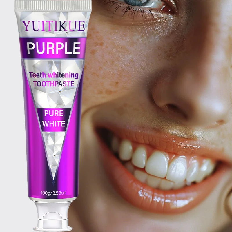 YUITIKUE Purple Teeth Whitening Toothpaste | Pure White Teeth Care | Gentle Oral Cleansing 100g Peaceful Pleasures Health and Wellness