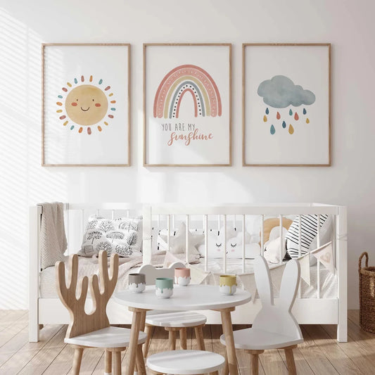3-Piece "You Are My Sunshine" Kids Canvas Wall Art Set Kids Canvas Wall Art Peaceful Pleasures Health and Wellness