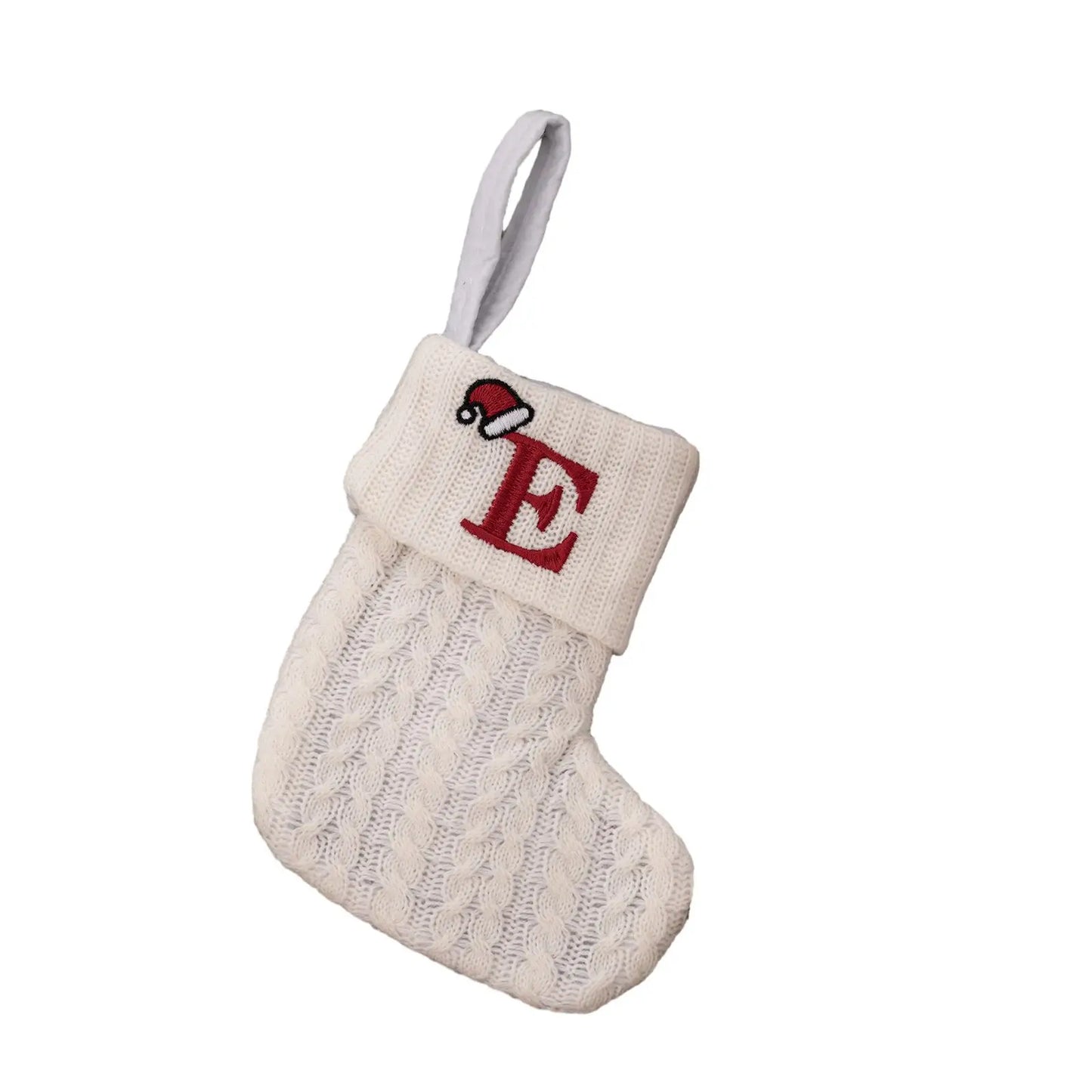 Knitted Christmas Stocking with Hanging Rope | Kids Candy Bag