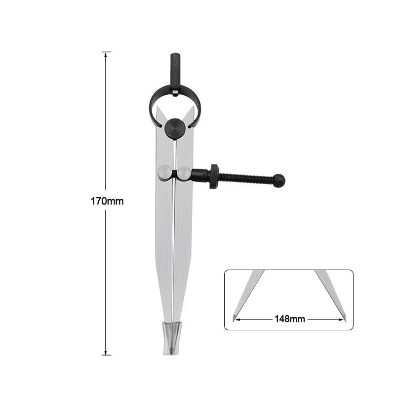 S M L Adjustable Lockable Steel Divider Wing Leather Compass Spacing
