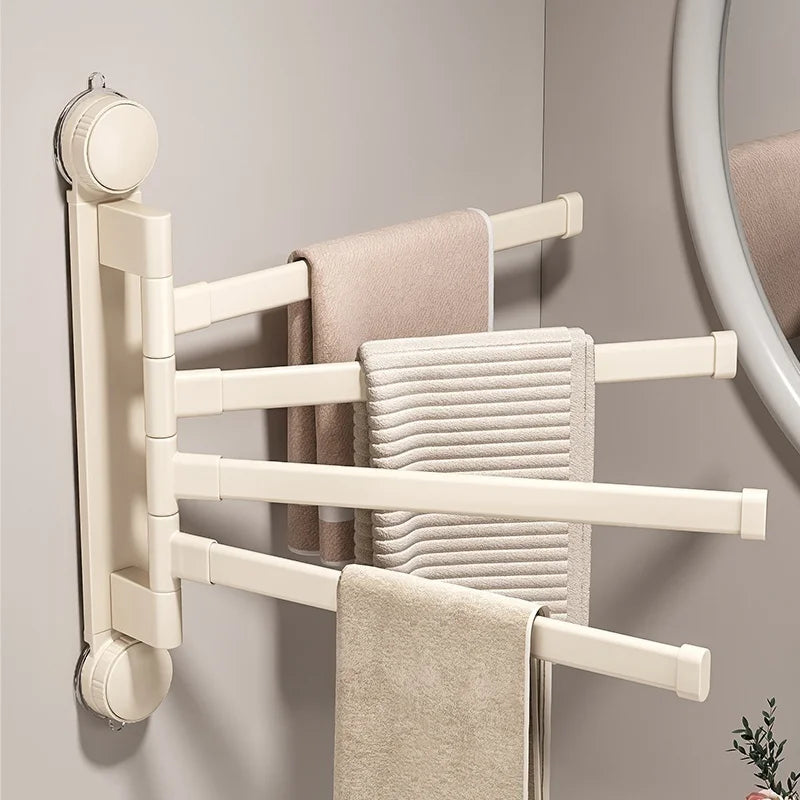 No-Drill Suction Rotating Towel Rack | Folding Double Bar