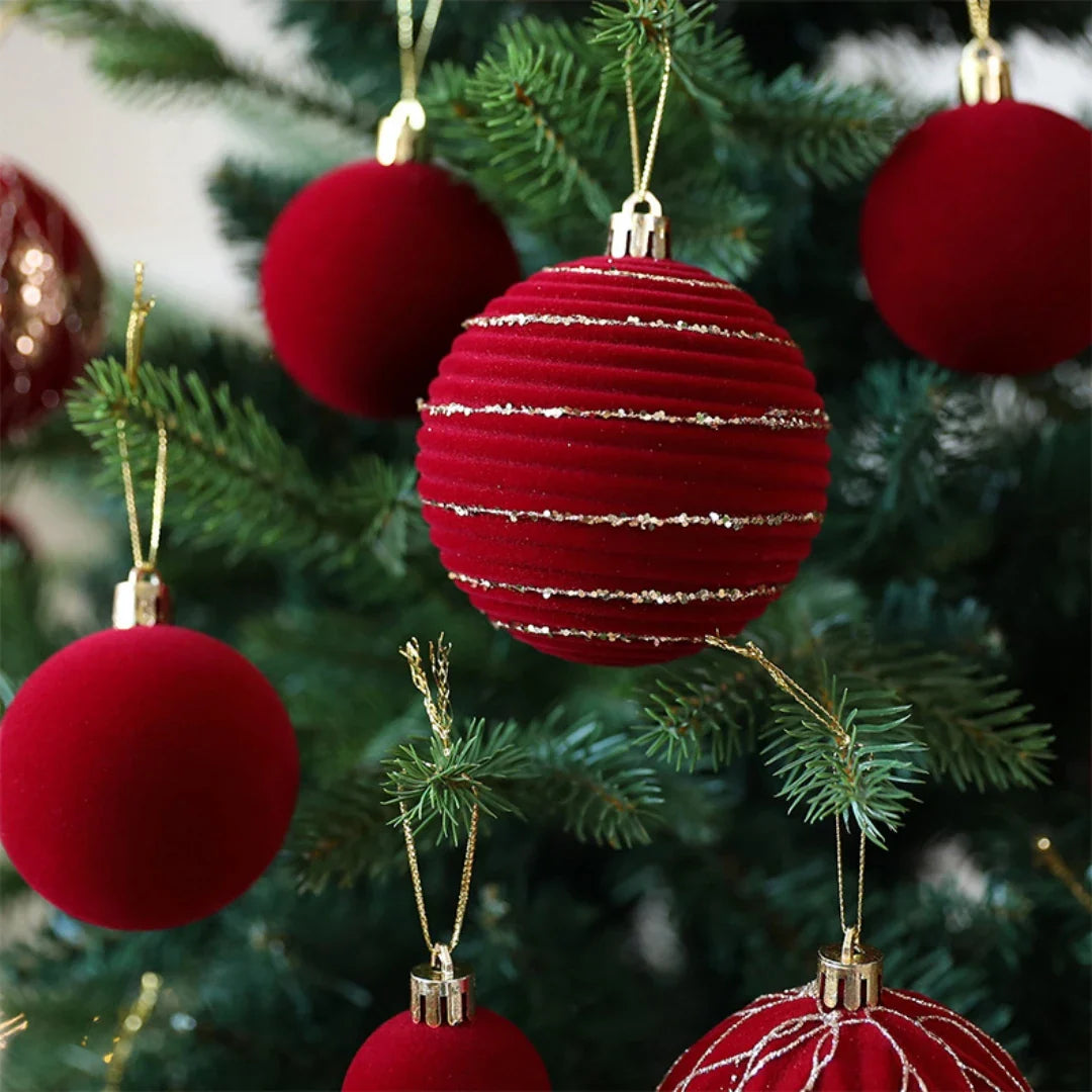 36-Piece Burgundy Velvet Christmas Ball Ornaments Set