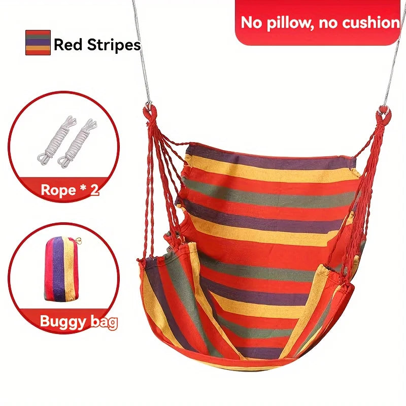 Outdoor Swing Hammock Chair Canvas Leisure Chair No Pillow Or Cushion Dormitory Hammock Swing Rocking Chair(With Storage Bag Peaceful Pleasures Health and Wellness Red