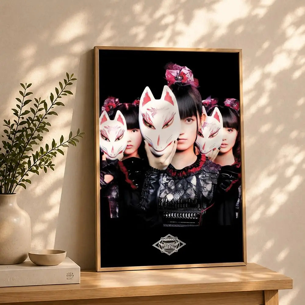 Band B-BABYMETALS Poster HD Self Adhesive Waterproof Wall Art Ideal for Home Office Dorm Bedroom Great Gift Peaceful Pleasures Health and Wellness White10 15X20cmNoframe