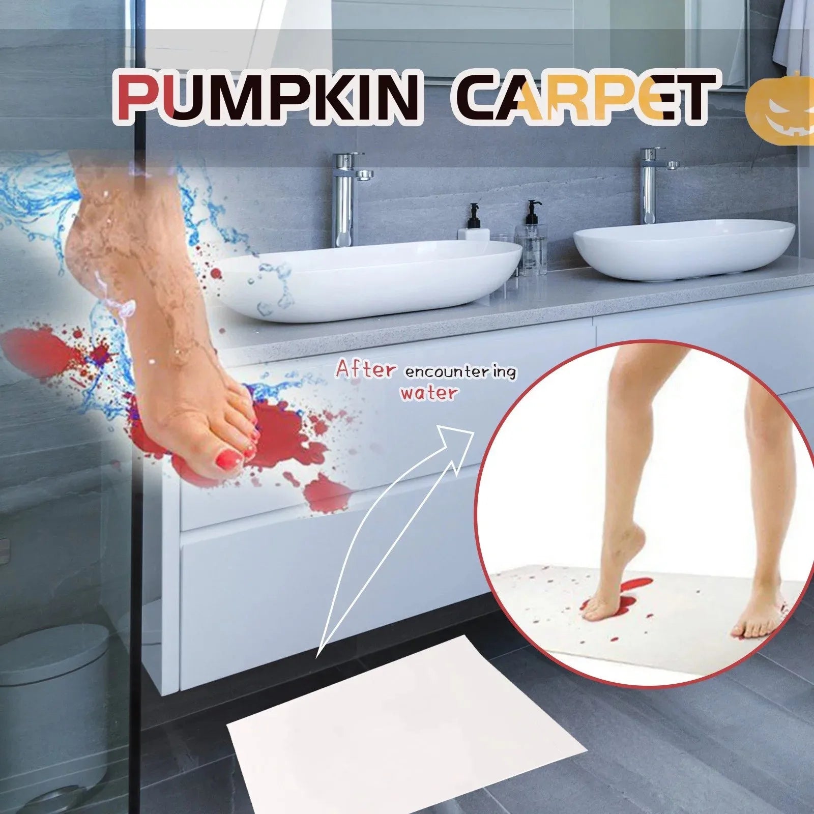 Halloween Gifts Blood Bath Mat Color Changing Sheet Turns Red Wet Horror Bloody Footprints Shower Carpet Bathroom Non-slip Rug Peaceful Pleasures Health and Wellness