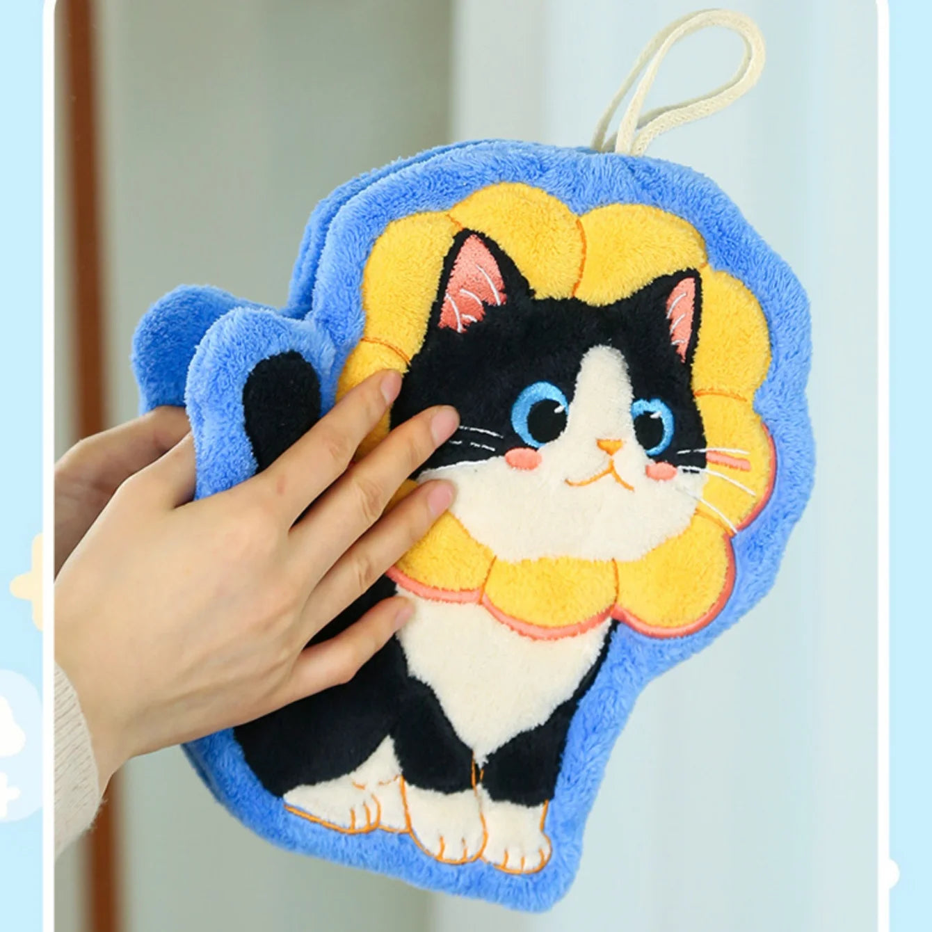 Cat Hand Towels, Bathroom Towels with Hanging Loop, Hand Towel Animals, Microfiber Coral Fleece Absorbent Hand Towel Peaceful Pleasures Health and Wellness