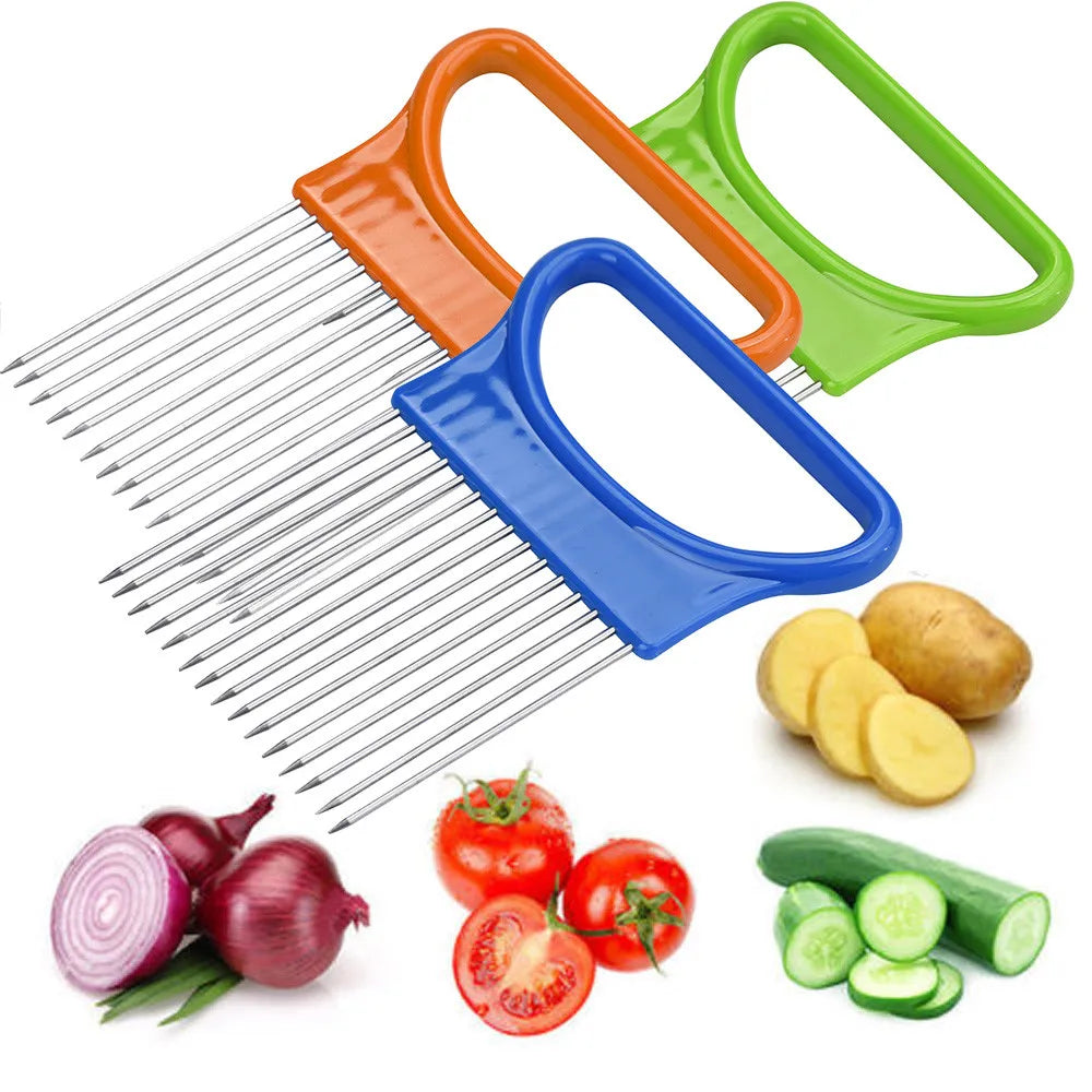 Stainless Steel Vegetable Tomato Slicer Safety Holder Fork